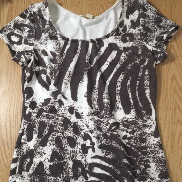 Womens Forever 21 Animal Print Dress Stretchy Off White Gray-Brown Size Large - Picture 2 of 5